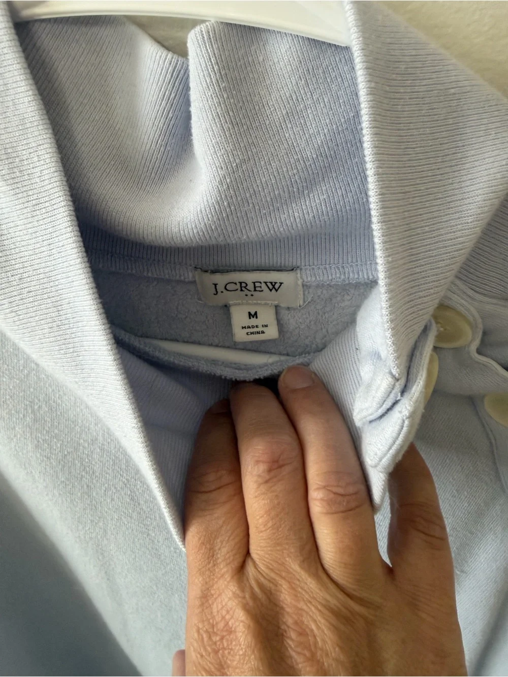 Women's Light Blue Button-Shoulder Funnel Neck Sweater J Crew